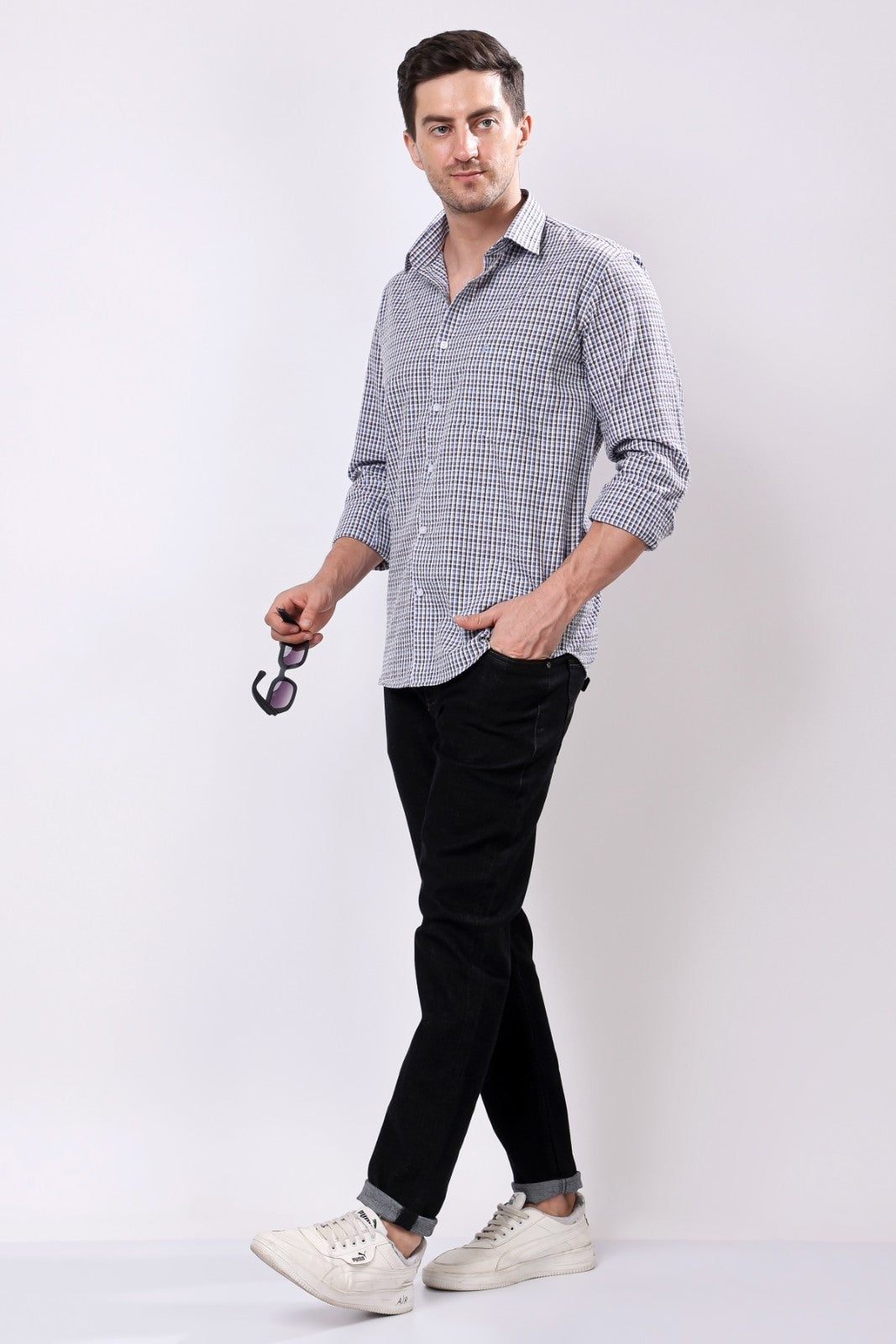 Stylox Regular Fit Full Sleeve Check Casual Shirt For Men's
