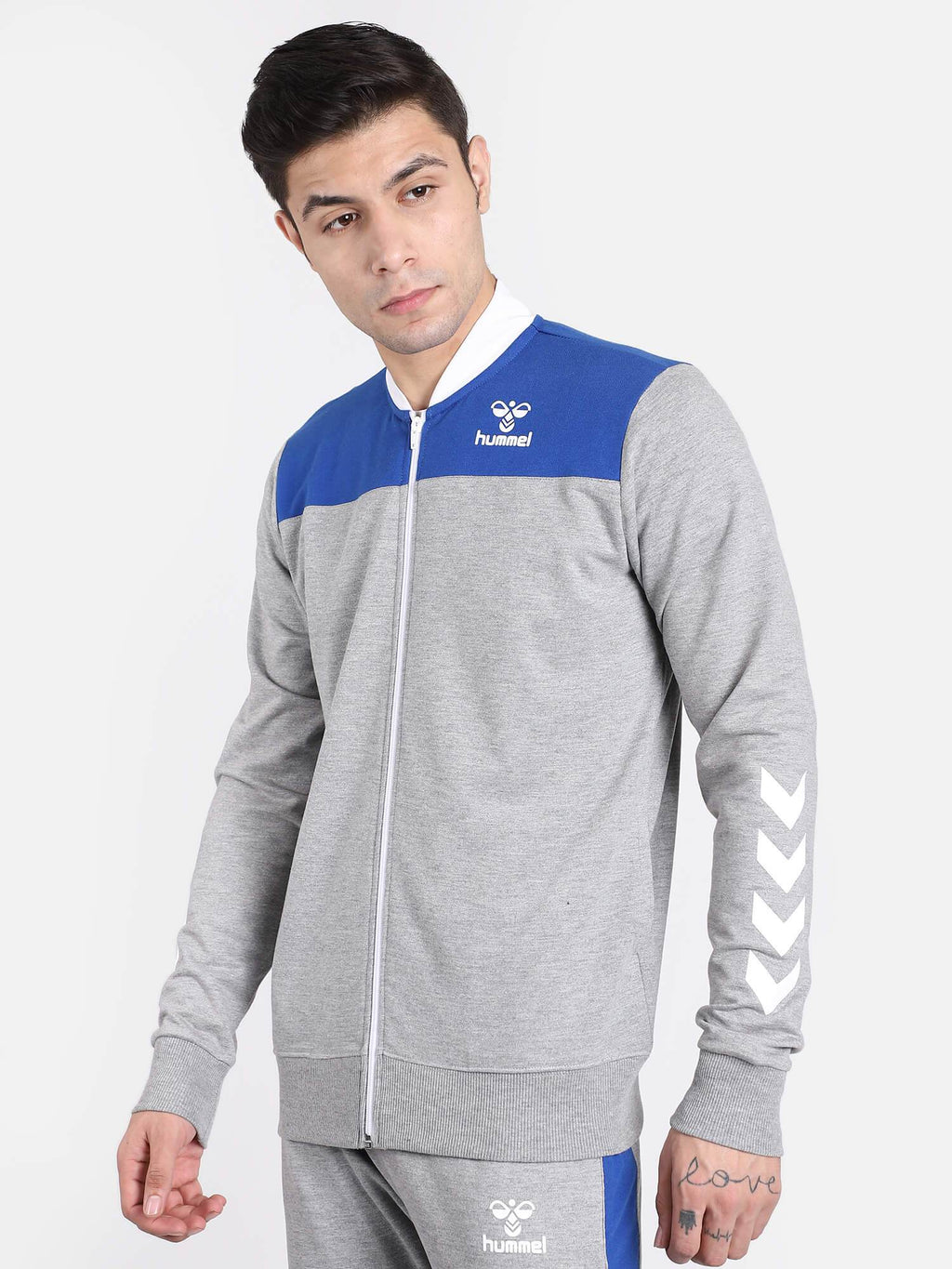 Hummel Grey Relaxed Jackets for Men Gym Wear