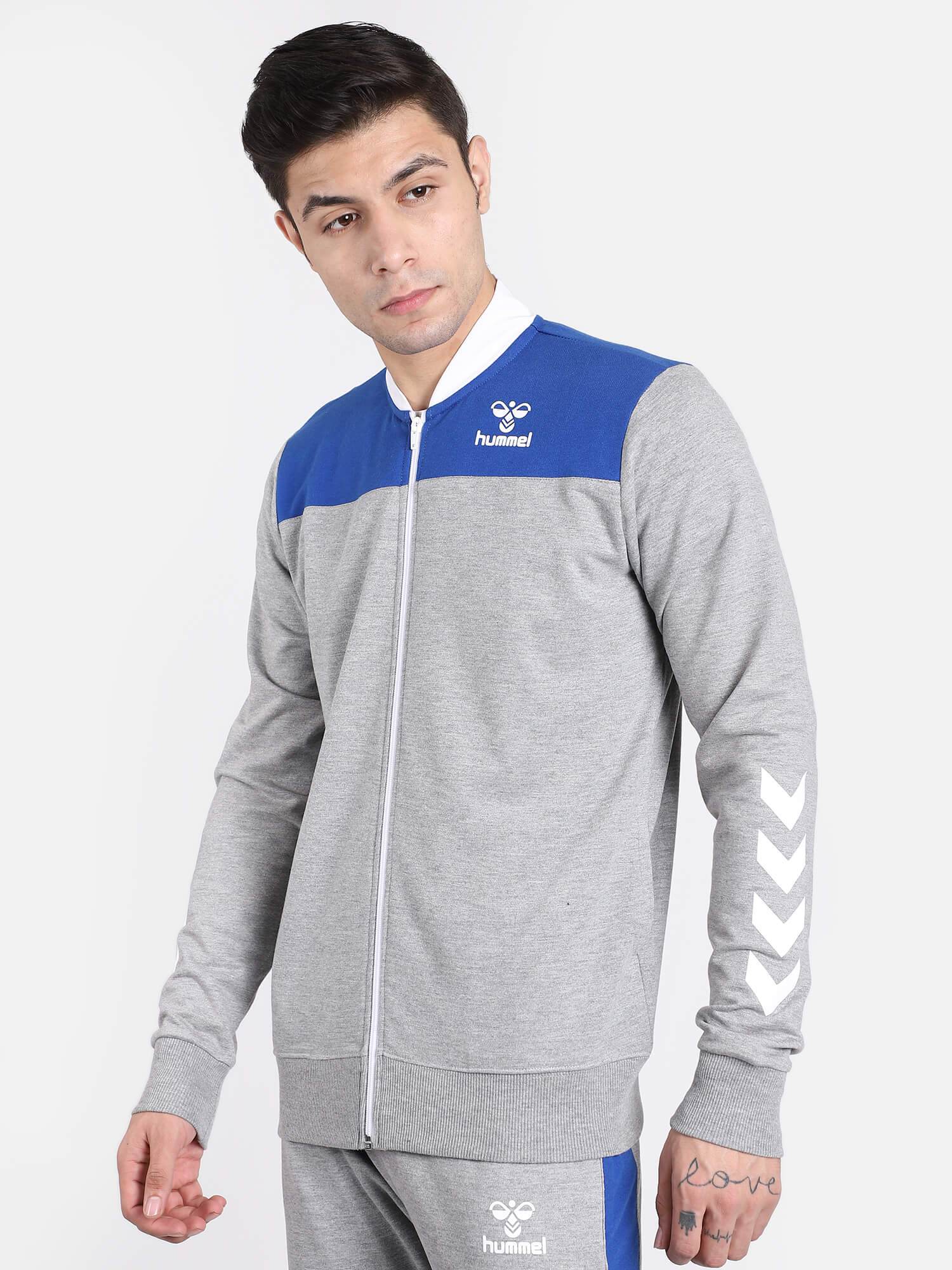 Hummel Grey Relaxed Jackets for Men Gym Wear