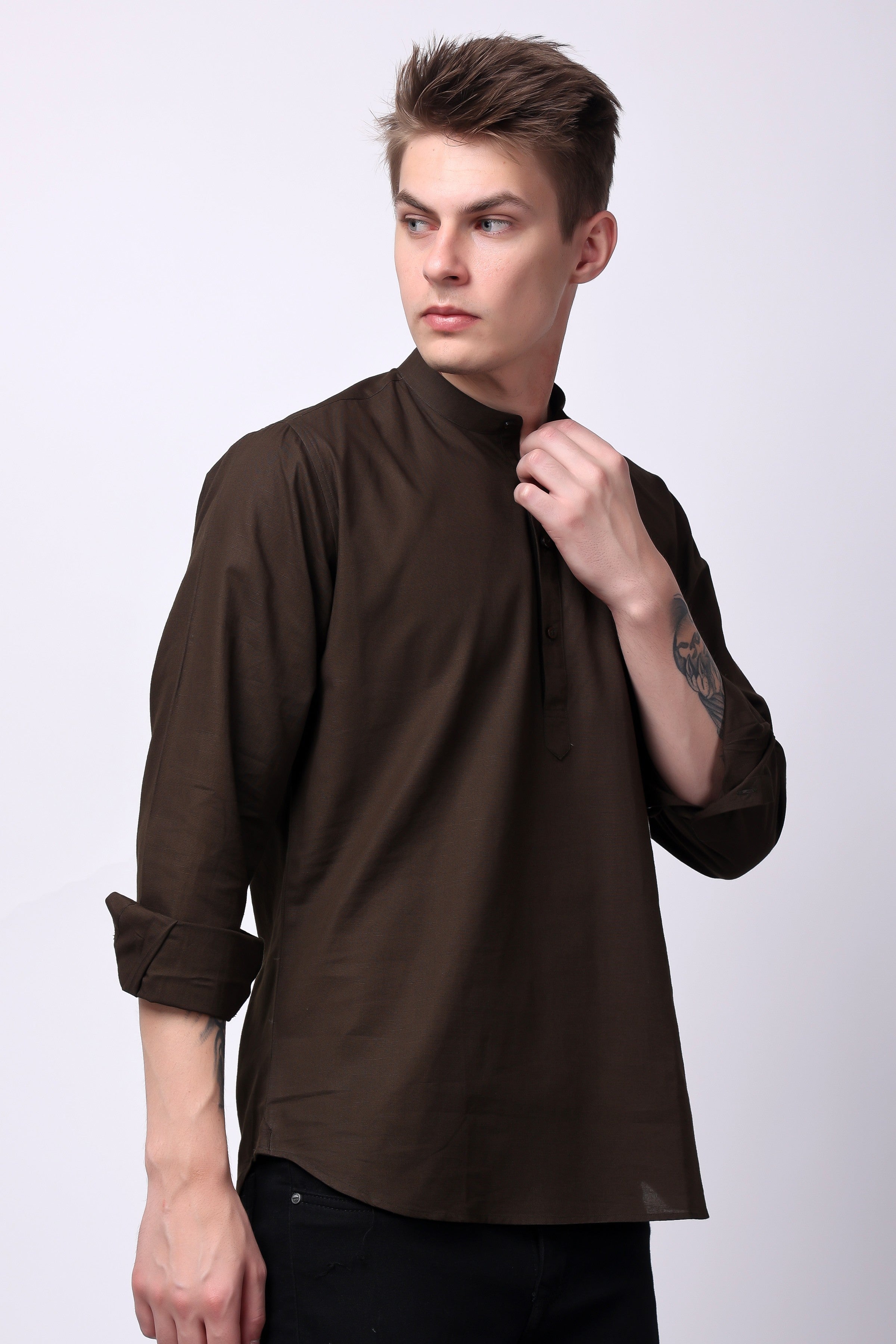 Stylox Regular Fit Full Sleeve Solid Kurta for Men with Mandarin Collar