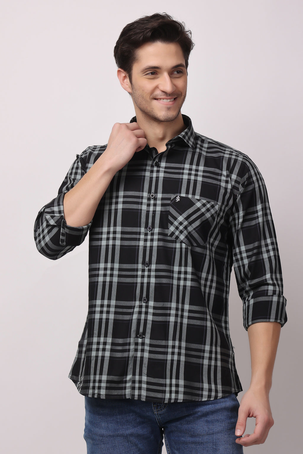 Stylox Regular Fit Full Sleeve Check Casual Shirt For Men's