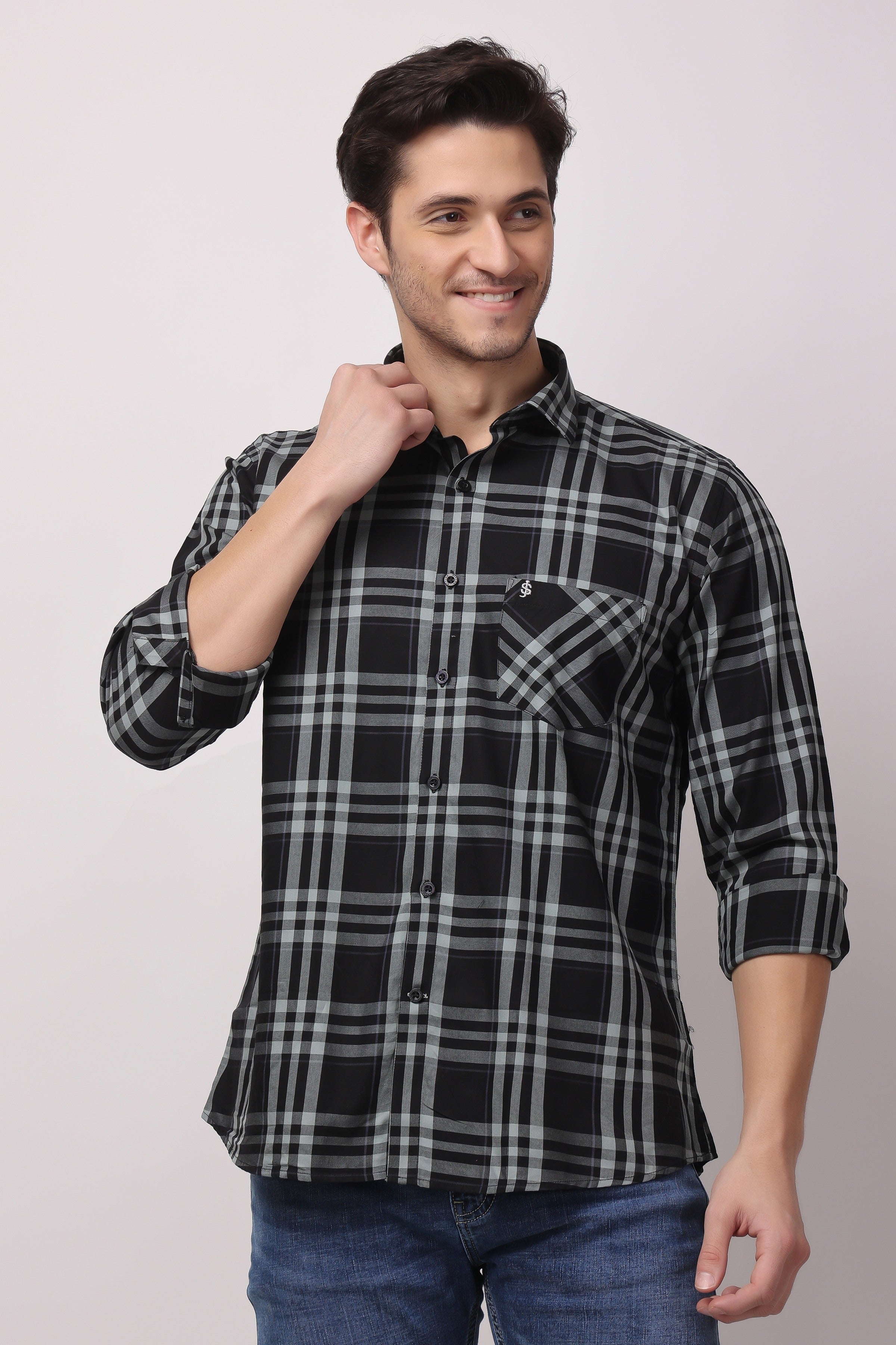Stylox Regular Fit Full Sleeve Check Casual Shirt For Men's