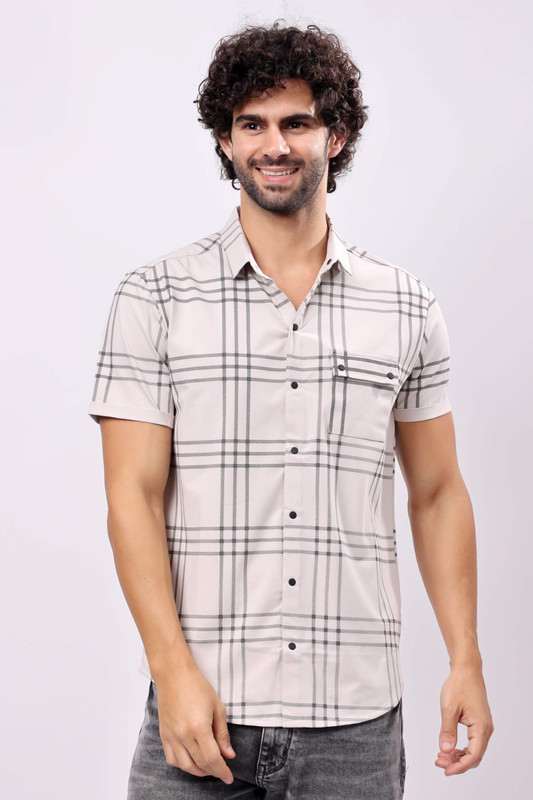 Stylox Men's Regular Fit Half Sleeve Casual Check Shirt