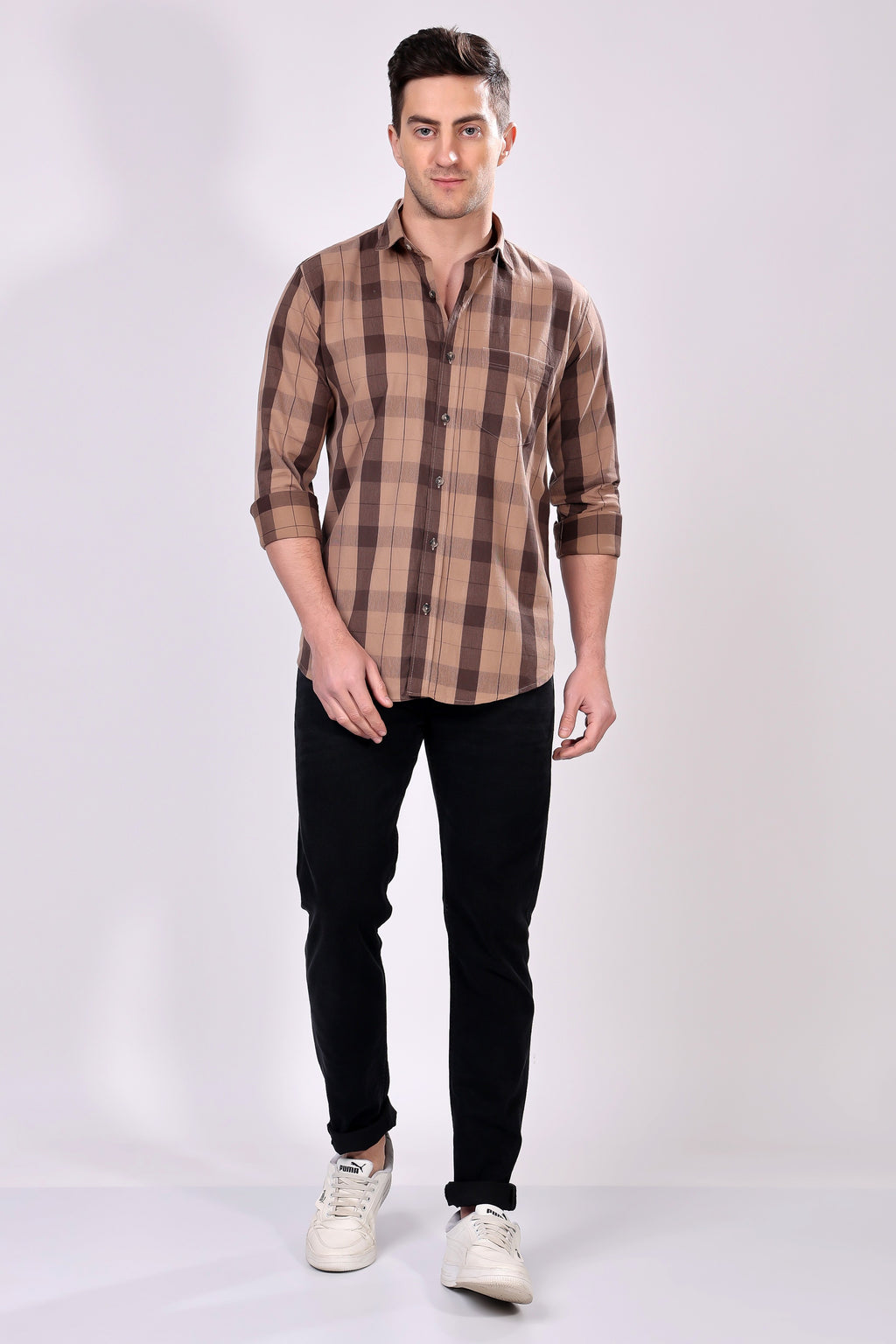 Stylox Regular Fit Full Sleeve Check Casual Shirt For Men's