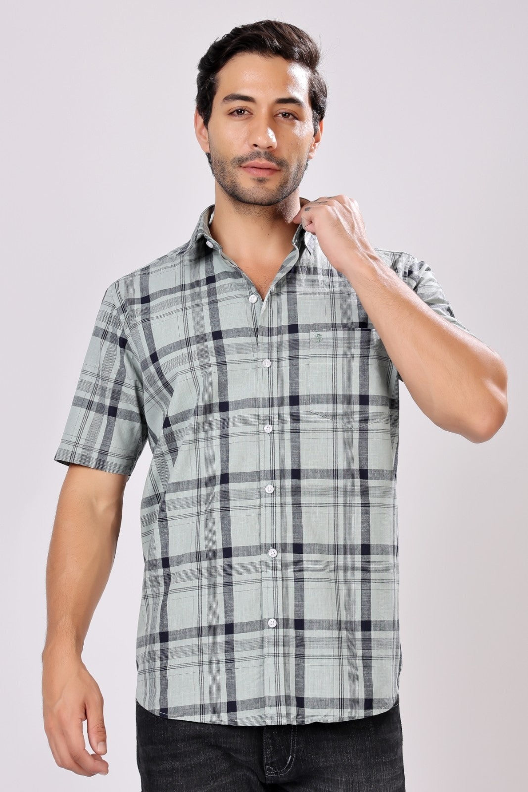 Stylox Men's Regular Fit Half Sleeve Casual Check Shirt