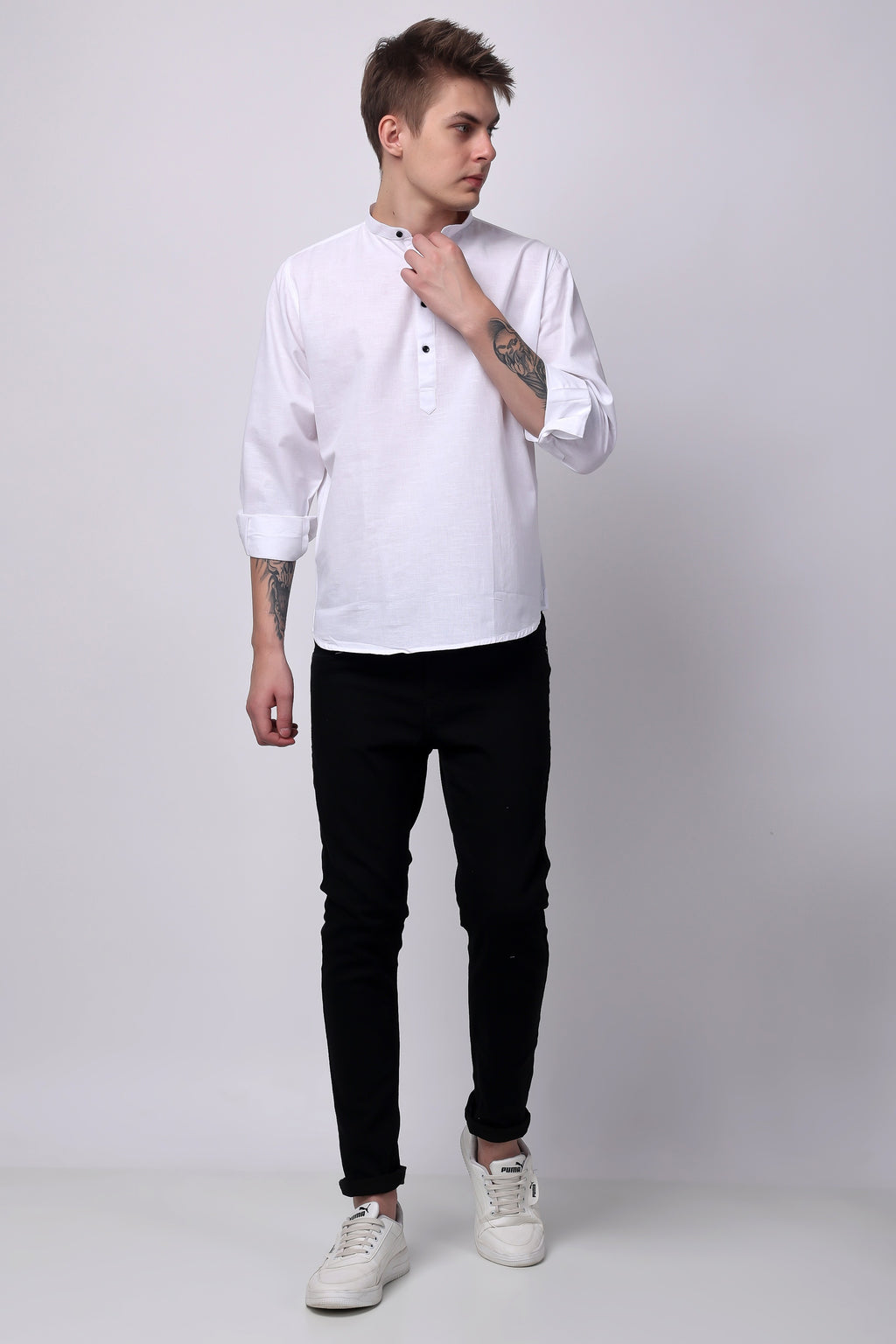 Stylox Regular Fit Full Sleeve Solid Kurta for Men with Mandarin Collar