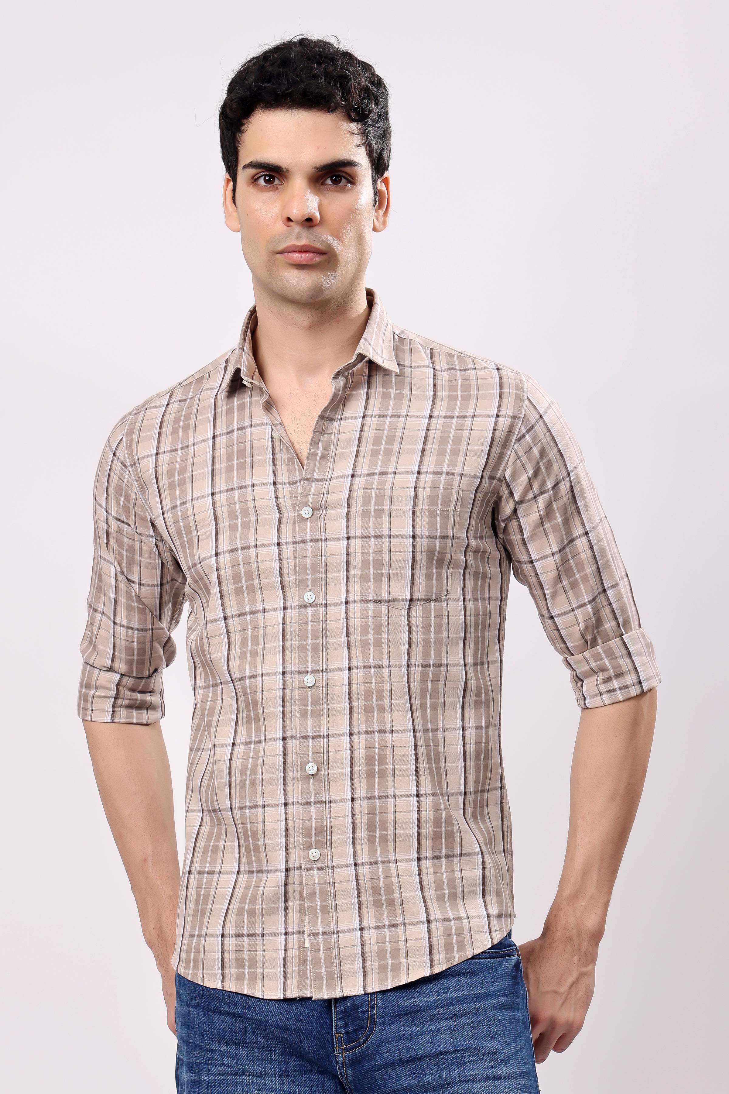 Stylox Regular Fit Full Sleeve Check Casual Shirt For Men's