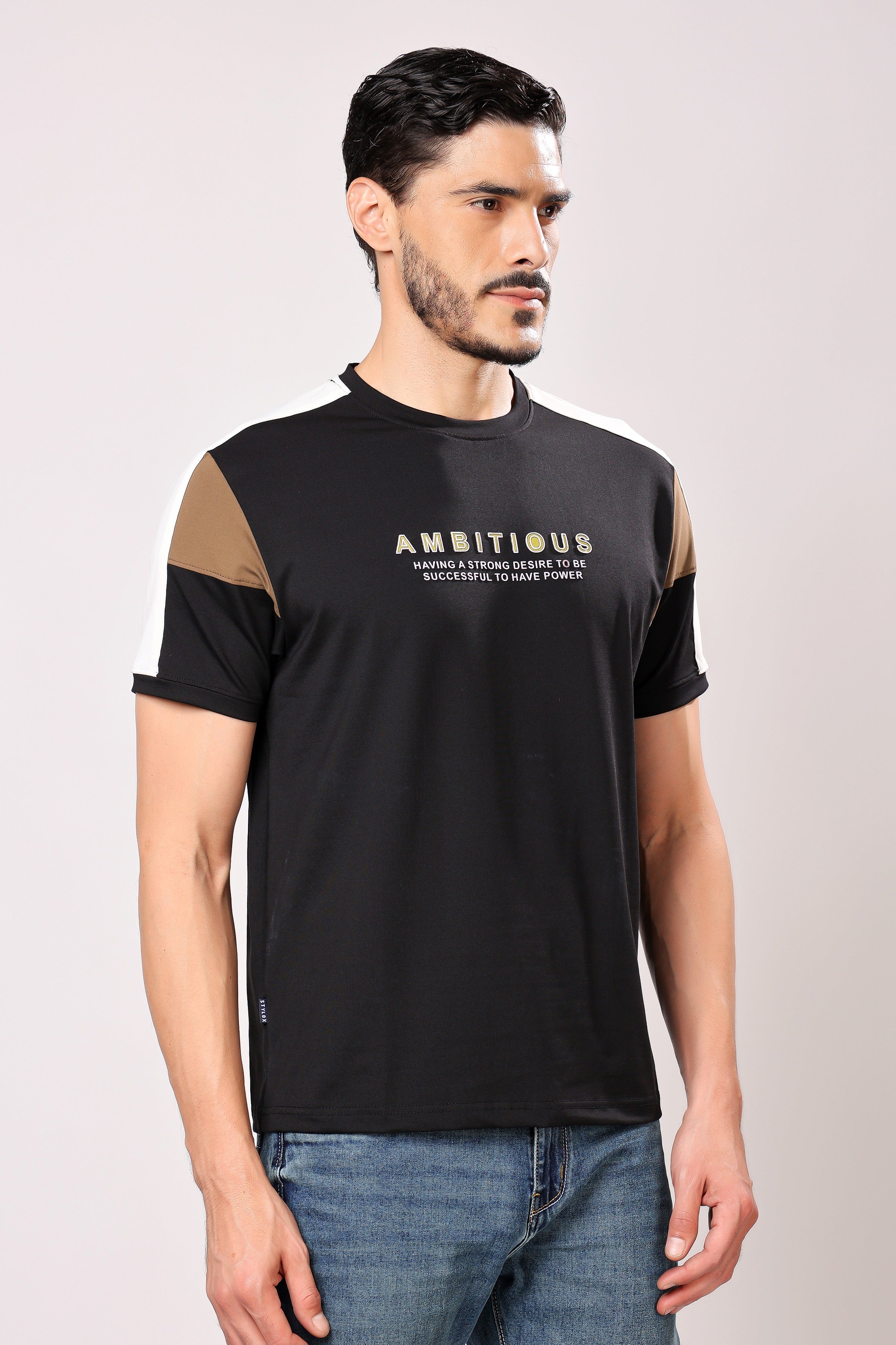 Stylox Men's Round Neck Half Sleeve Printed Casual T-Shirt
