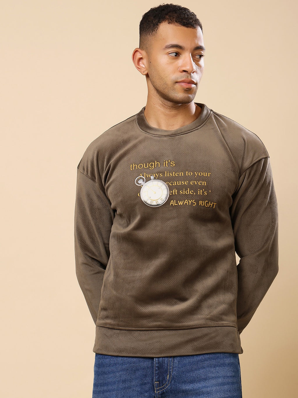 Stylox Regular Fit Round Neck Full Sleeve Printed Sweatshirt for Men's