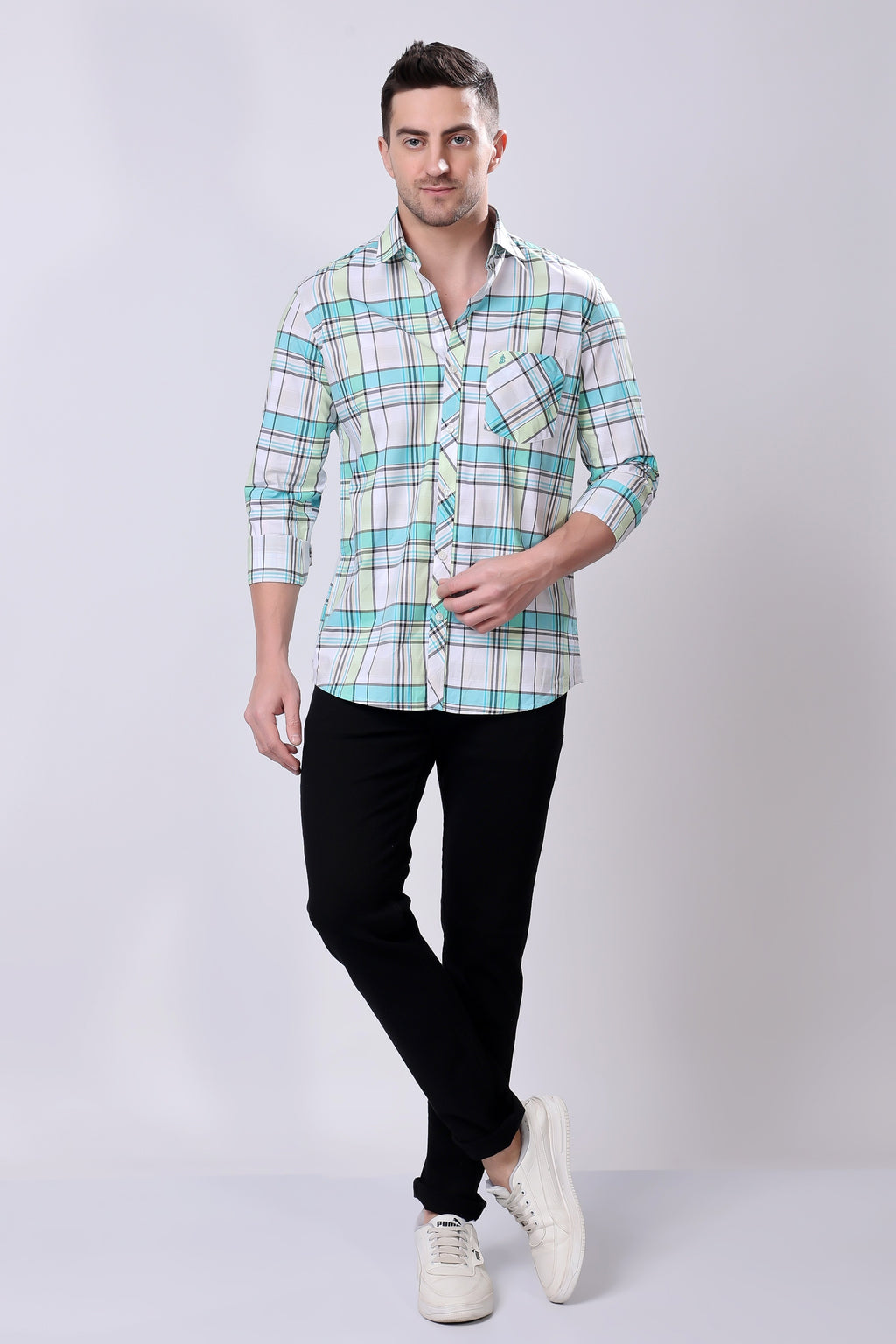 Stylox Regular Fit Full Sleeve Check Casual Shirt For Men's
