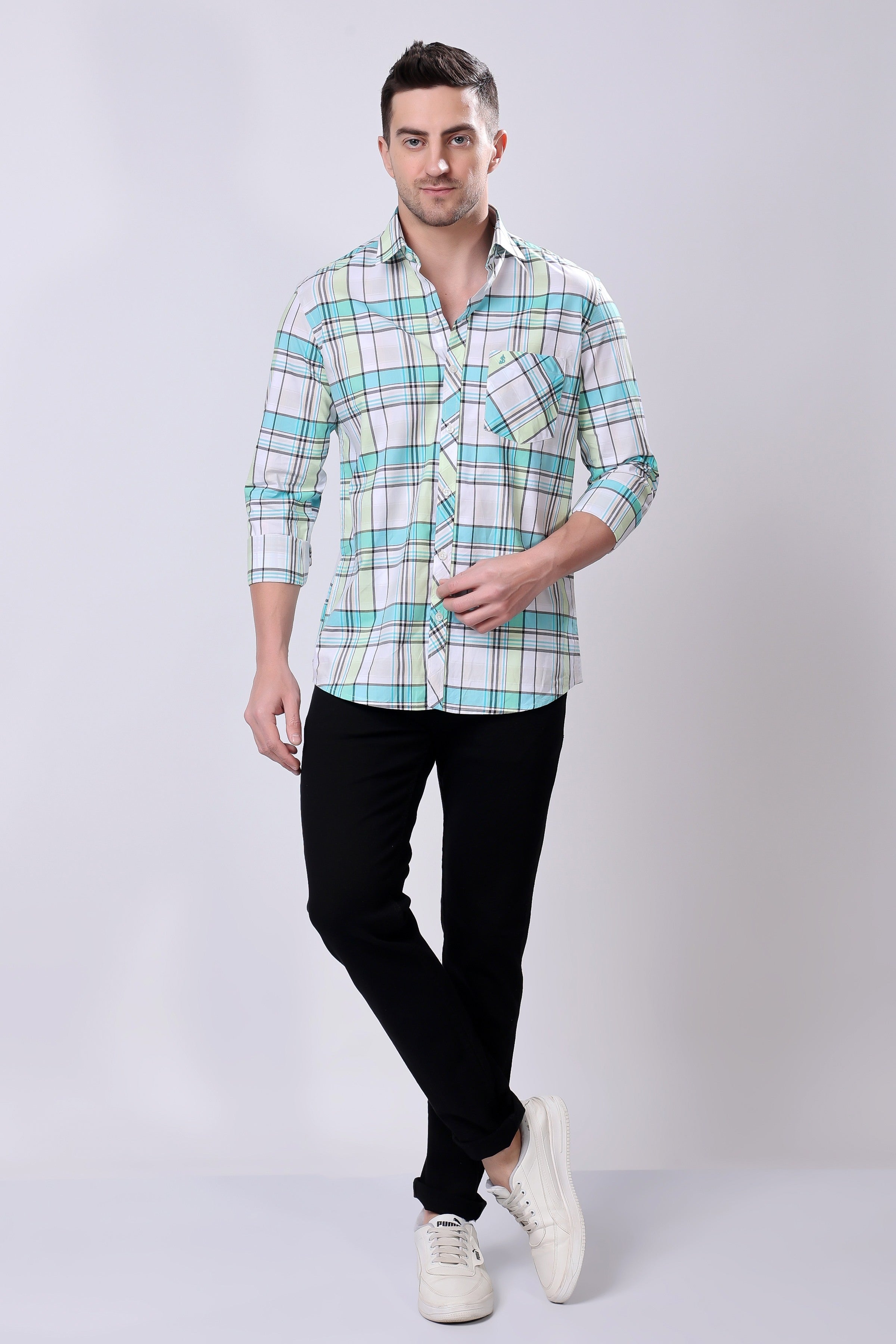 Stylox Regular Fit Full Sleeve Check Casual Shirt For Men's